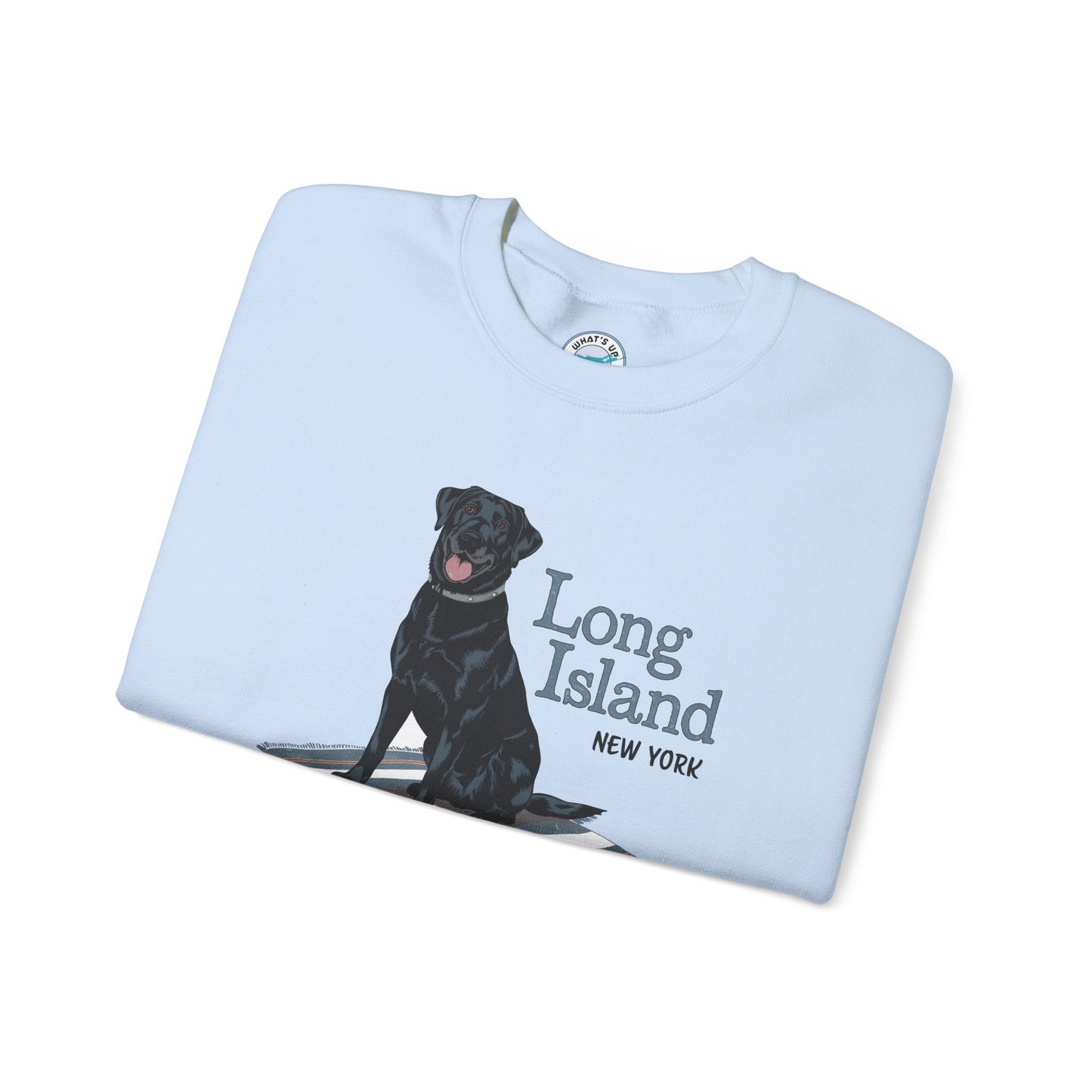 Long Island Labrador Dog Graphic Crewneck Sweatshirt | Unisex Heavy Blend | Casual Comfort Apparel