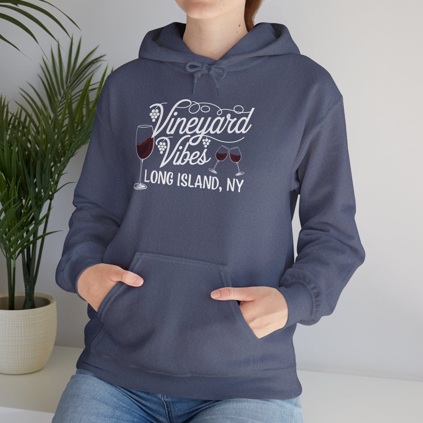 Vineyard Vibes Unisex Heavy Blend™ Hoodie – Perfect for Wine Lovers on Long Island, NY