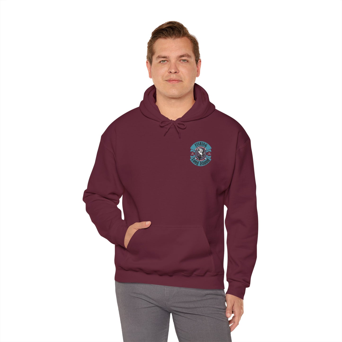 Fishing Long Island Unisex Heavy Blend Hoodie – Perfect for Anglers and Outdoor Enthusiasts