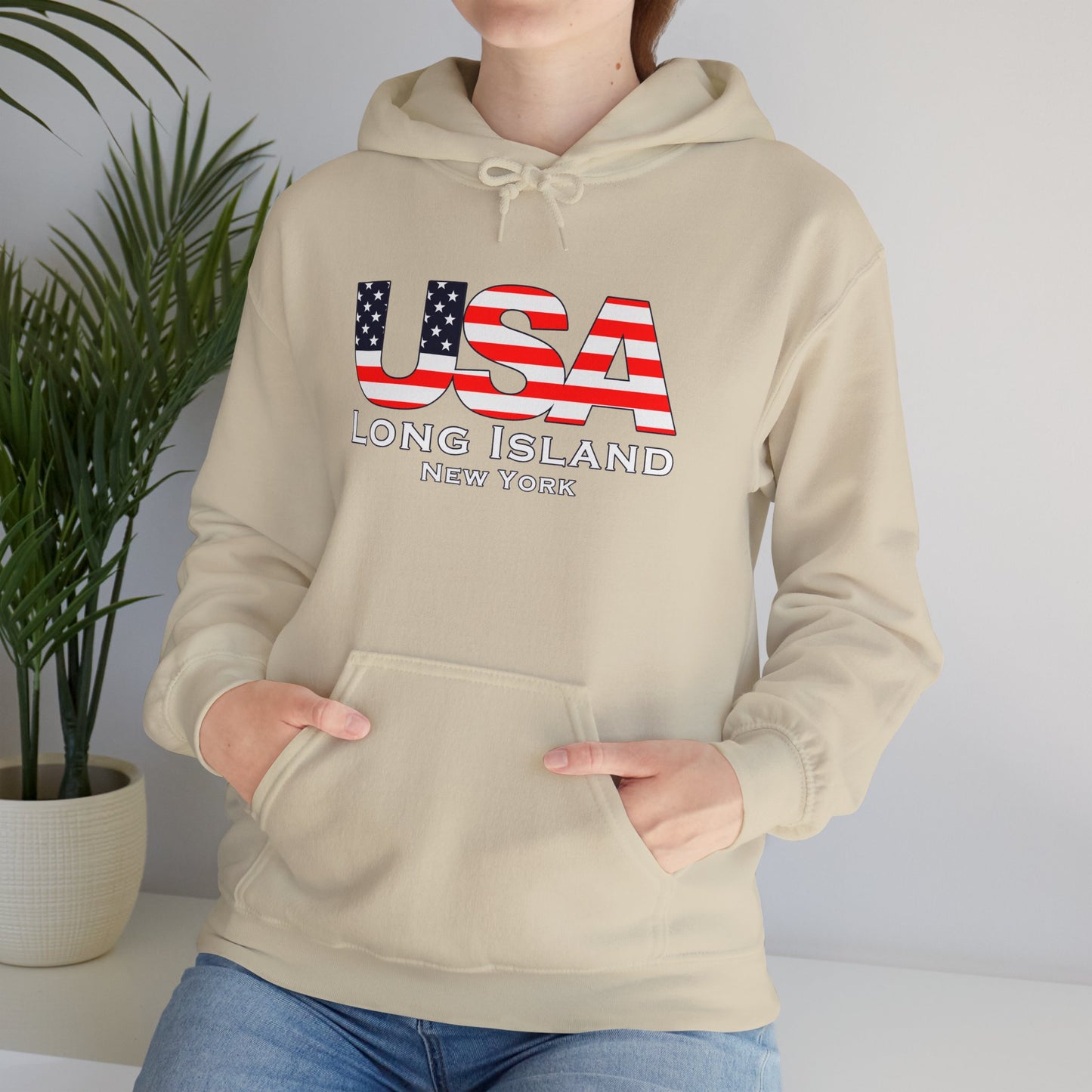 USA Long Island Flag Hooded Sweatshirt - Unisex Heavy Blend™