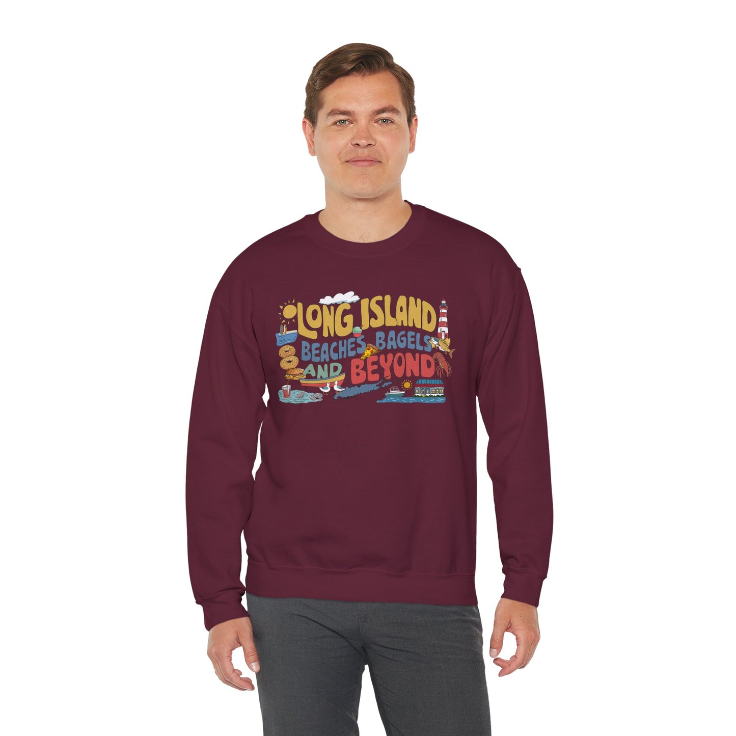 Long Island Beaches, Bagels and Beyond Unisex Sweatshirt - Makes a great gift!