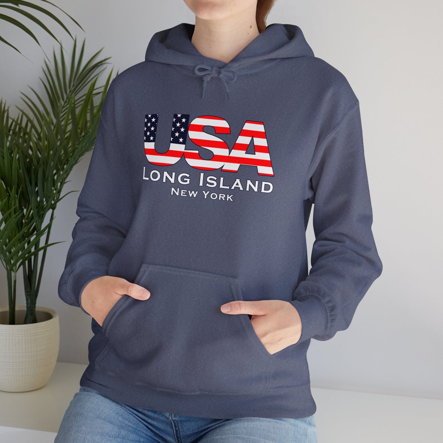 USA Long Island Flag Hooded Sweatshirt - Unisex Heavy Blend™