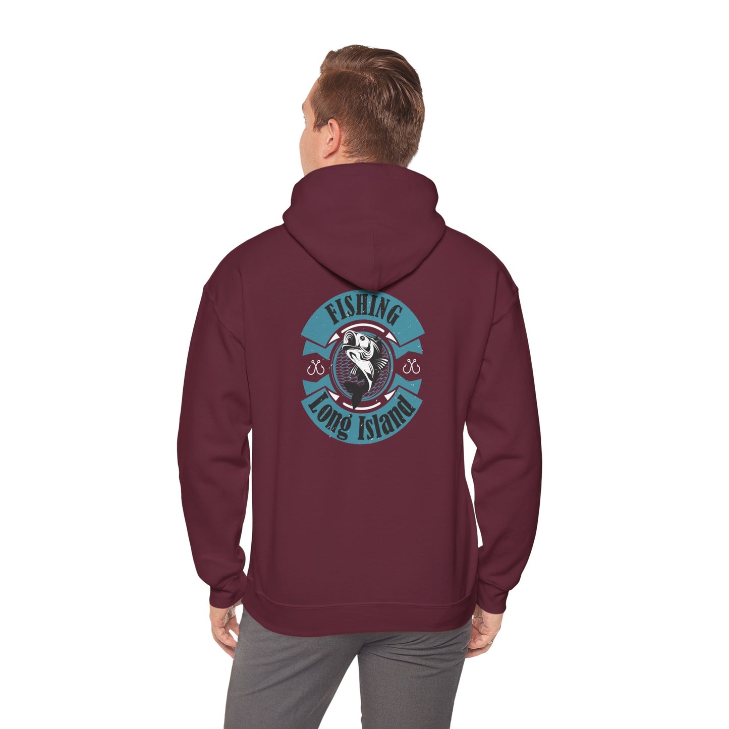 Fishing Long Island Unisex Heavy Blend Hoodie – Perfect for Anglers and Outdoor Enthusiasts