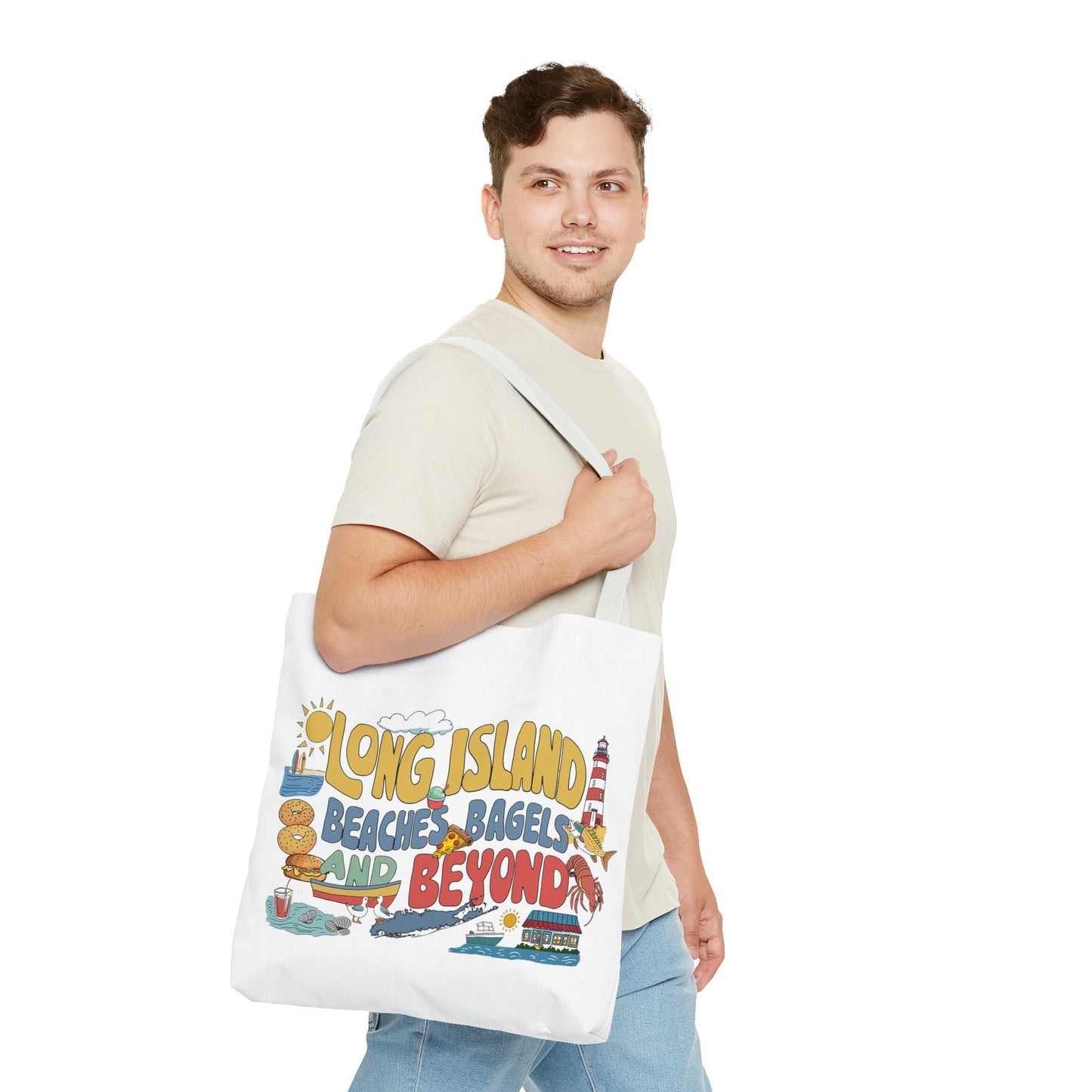 Long Island Beaches Bagels and Beyond - Tote Bag - Fun and Functional Beach Accessory