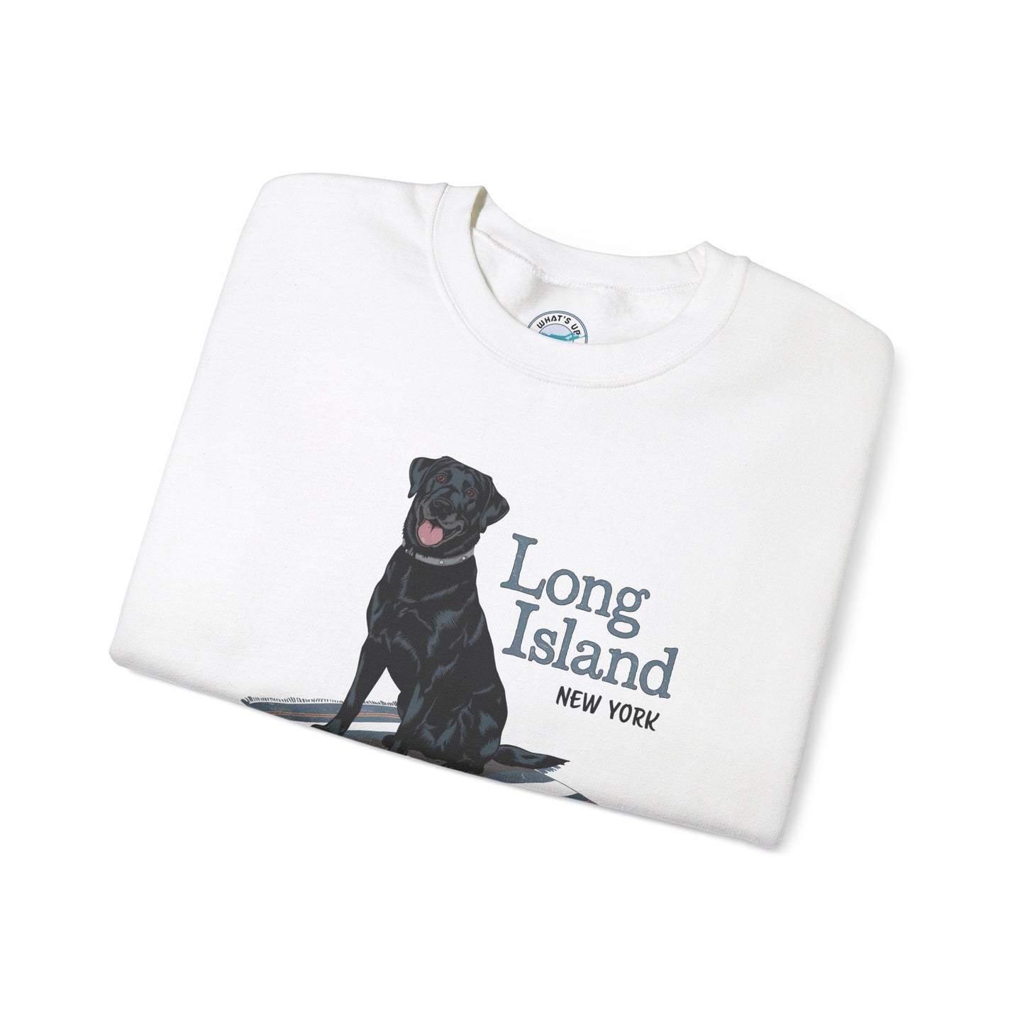 Long Island Labrador Dog Graphic Crewneck Sweatshirt | Unisex Heavy Blend | Casual Comfort Apparel