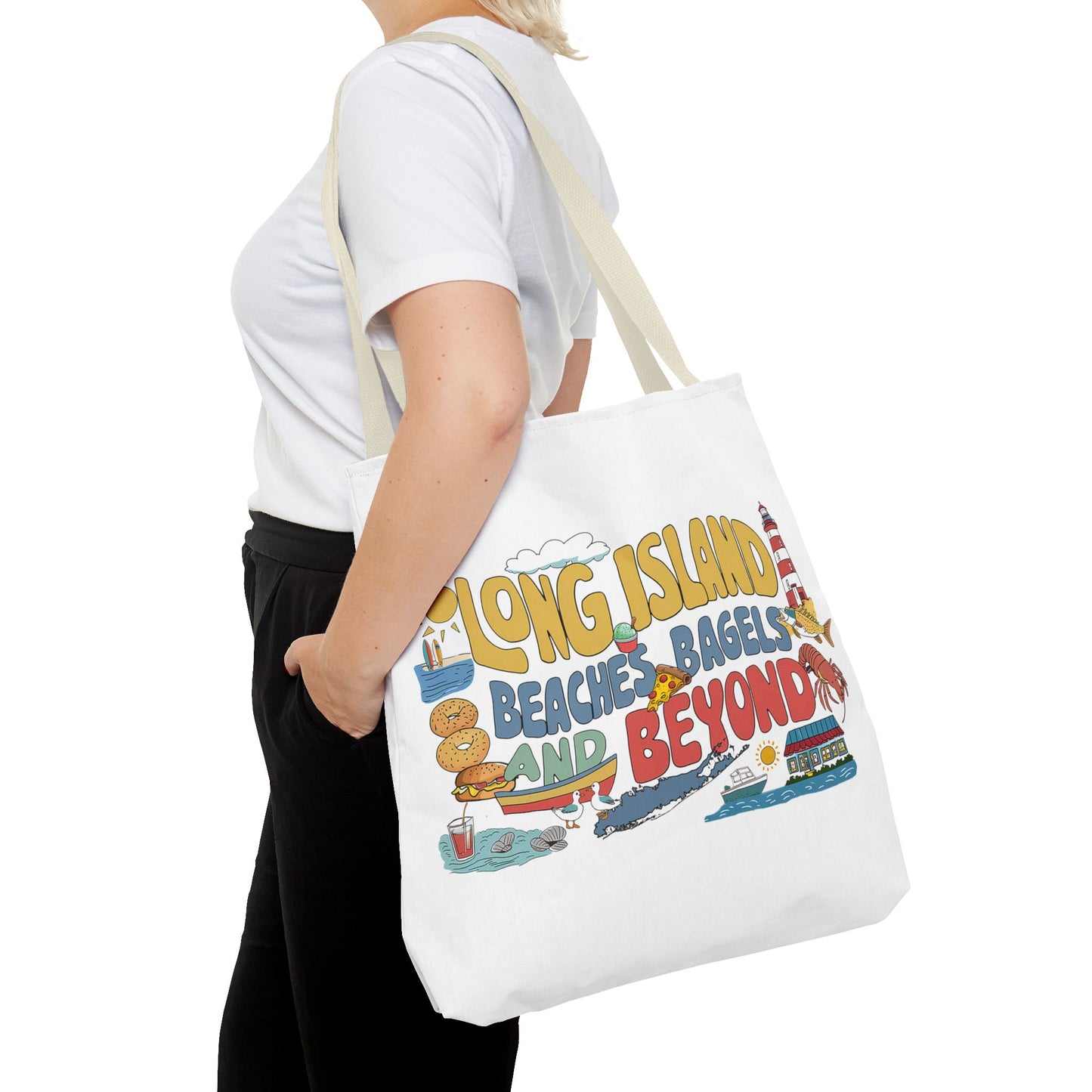 Long Island Beaches Bagels and Beyond - Tote Bag - Fun and Functional Beach Accessory