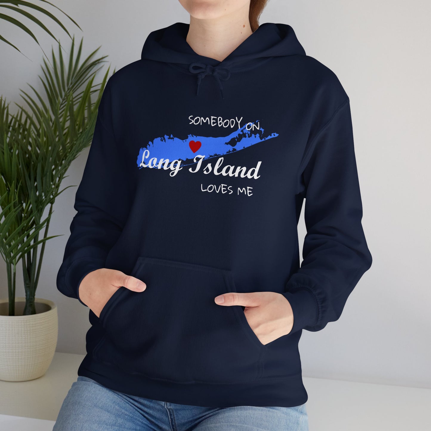 Somebody on Long Island Loves Me - Cozy Love Unisex Hooded Sweatshirt