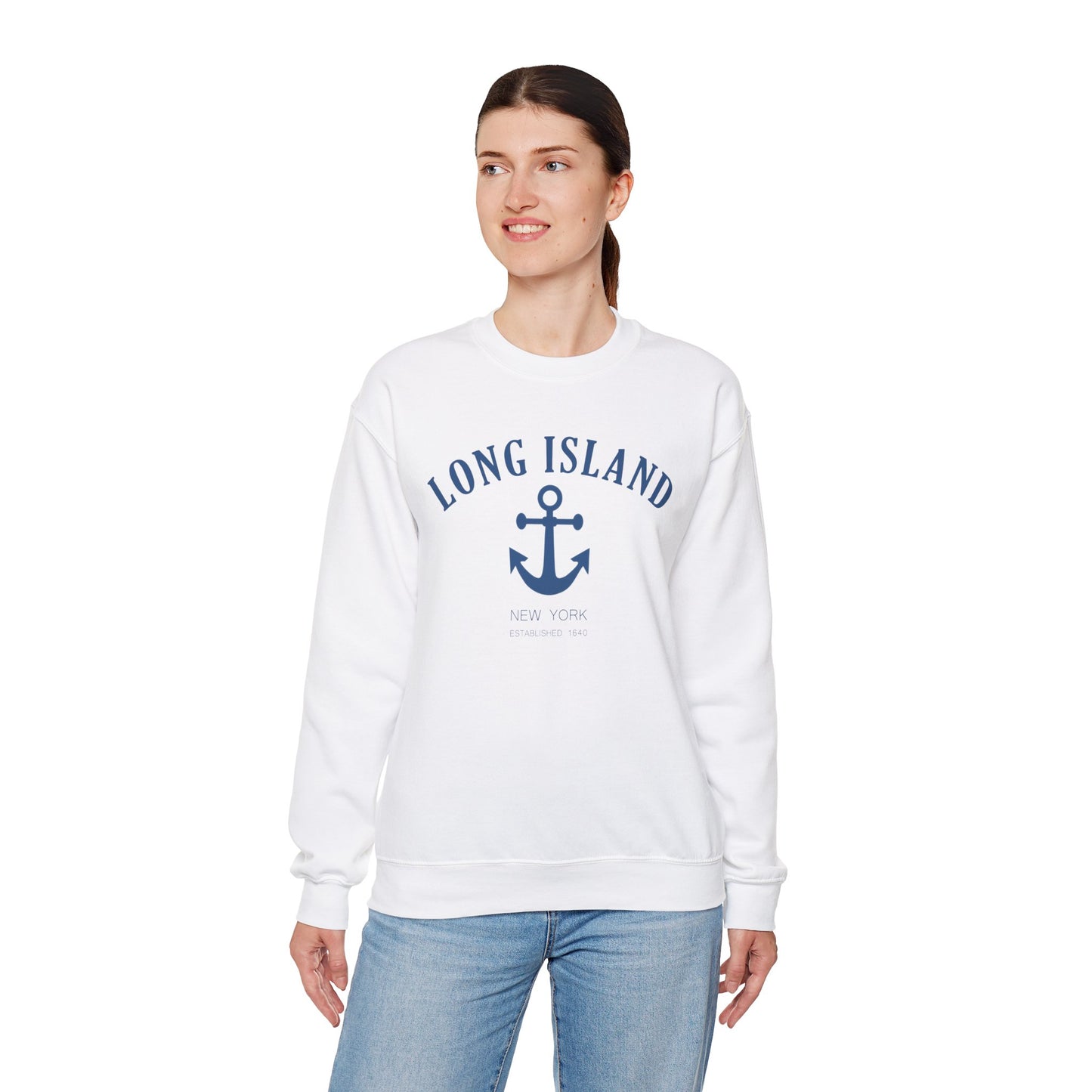 Long Island Anchor Crewneck Sweatshirt - Cozy Unisex Pullover for Casual Style