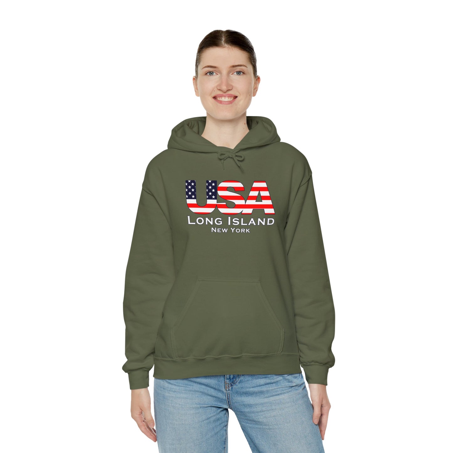 USA Long Island Flag Hooded Sweatshirt - Unisex Heavy Blend™