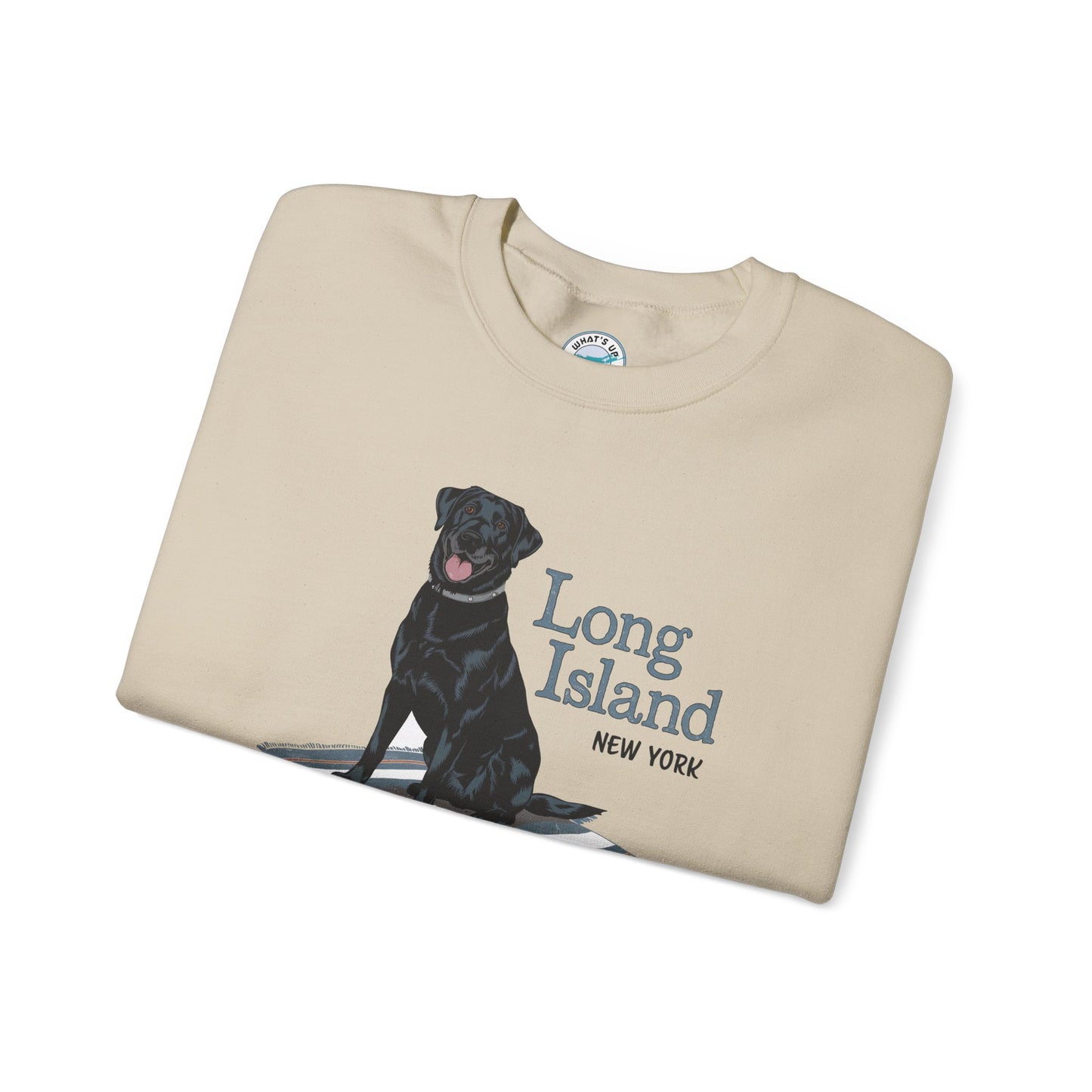 Long Island Labrador Dog Graphic Crewneck Sweatshirt | Unisex Heavy Blend | Casual Comfort Apparel