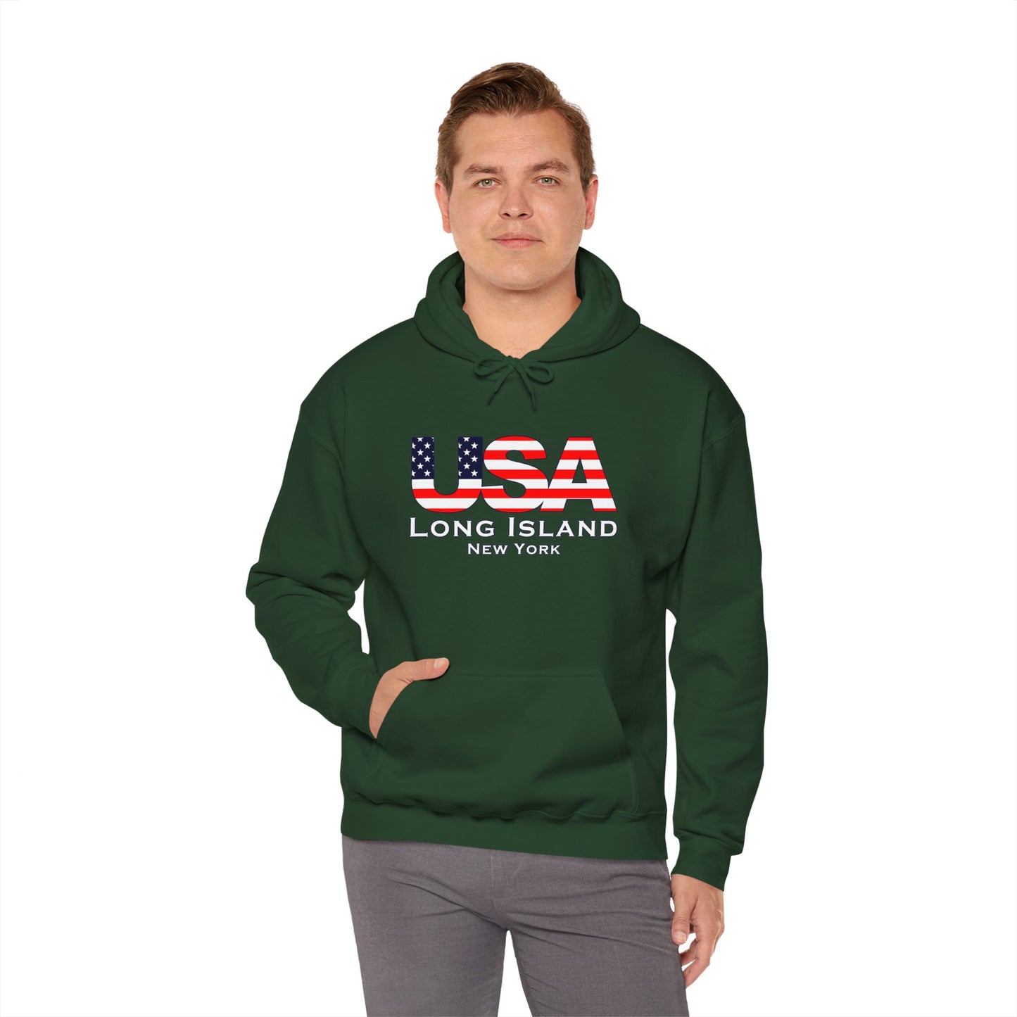 USA Long Island Flag Hooded Sweatshirt - Unisex Heavy Blend™