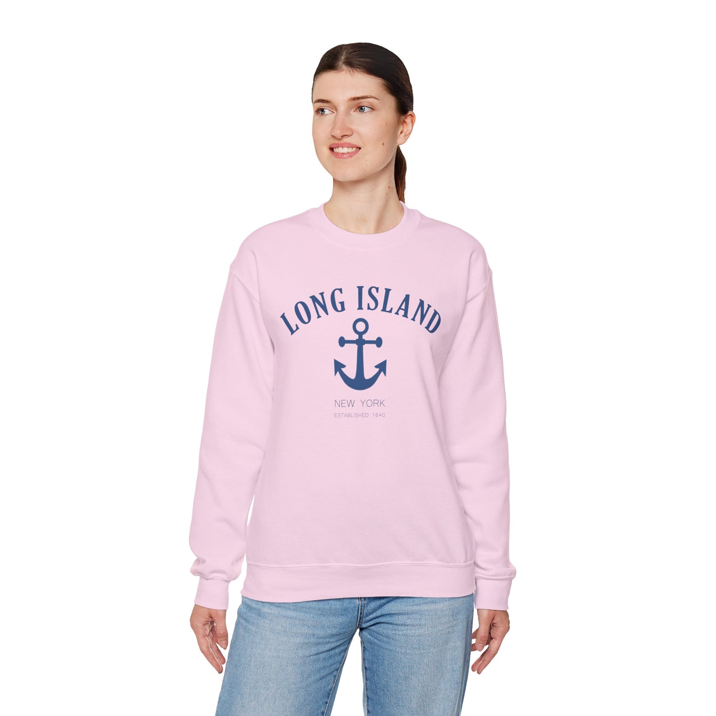 Long Island Anchor Crewneck Sweatshirt - Cozy Unisex Pullover for Casual Style