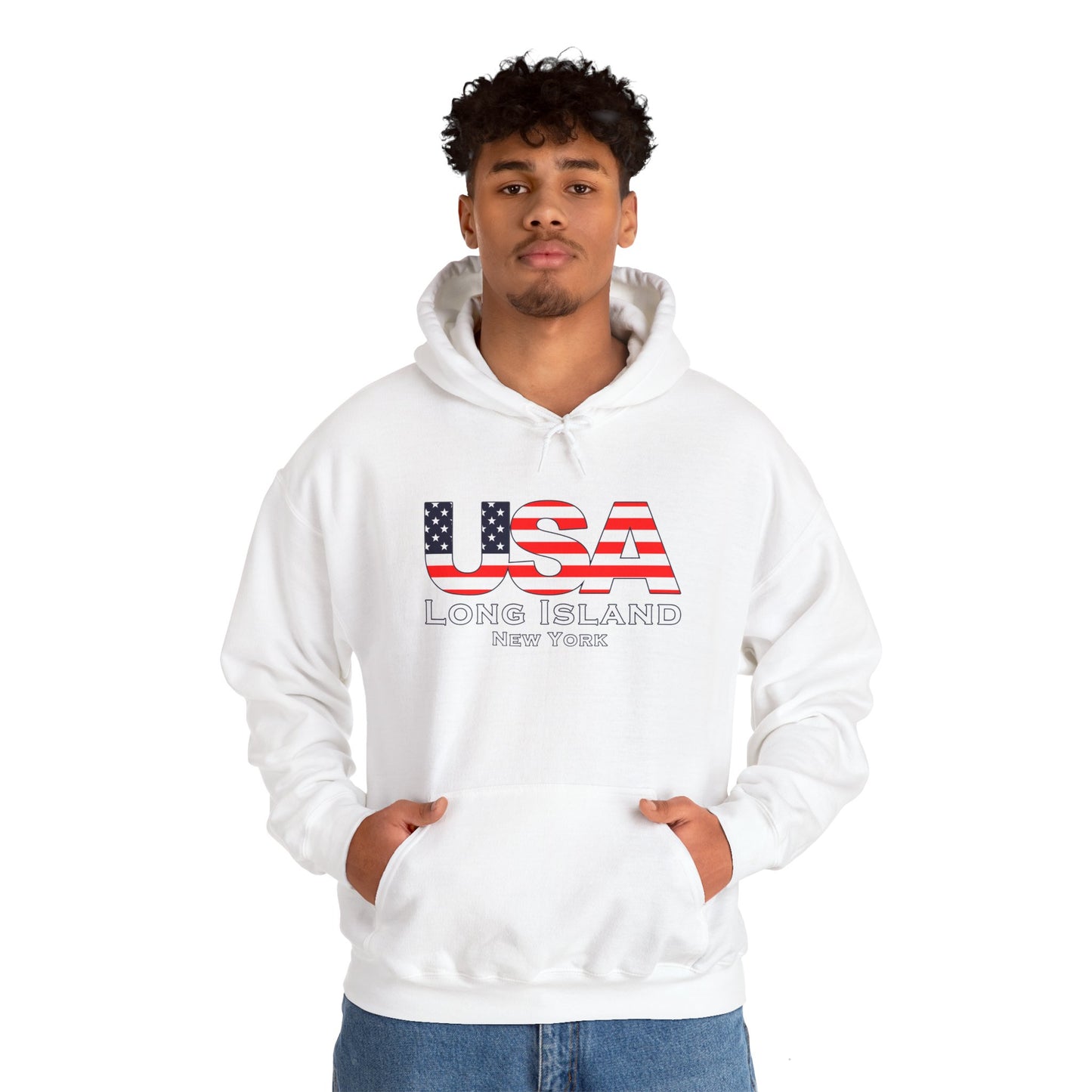 USA Long Island Flag Hooded Sweatshirt - Unisex Heavy Blend™