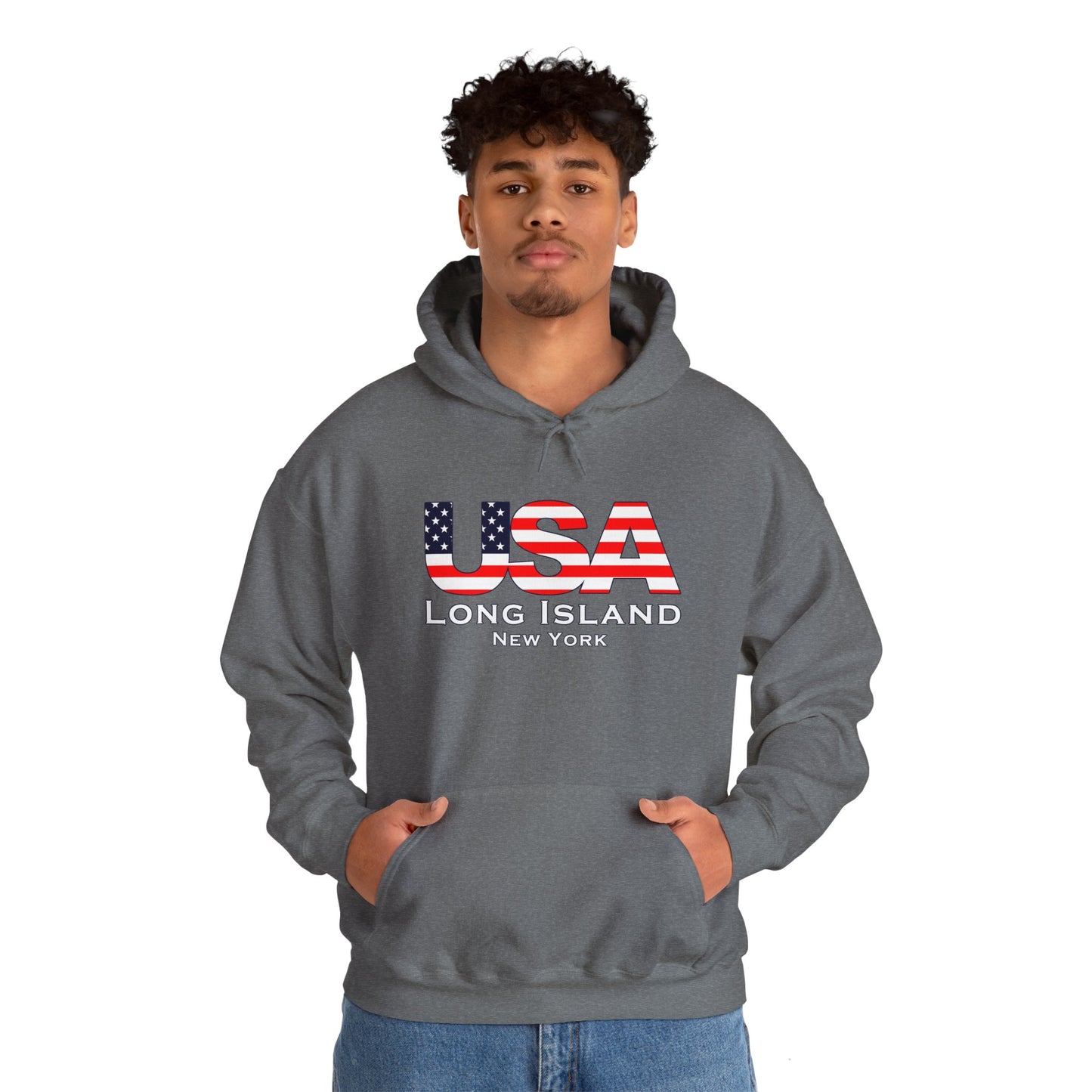 USA Long Island Flag Hooded Sweatshirt - Unisex Heavy Blend™