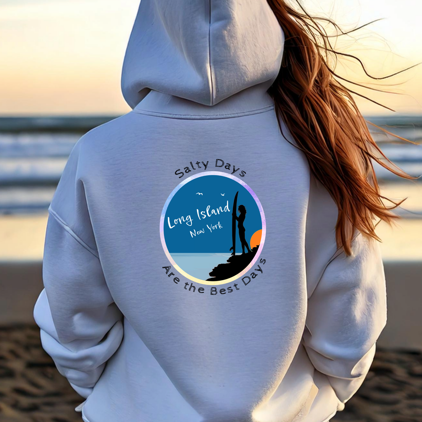 Salty Days Girl Surfer - Unisex Heavy Blend Hoodie