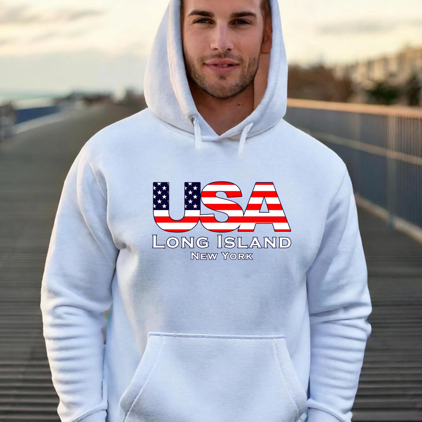 USA Long Island Flag Hooded Sweatshirt - Unisex Heavy Blend™