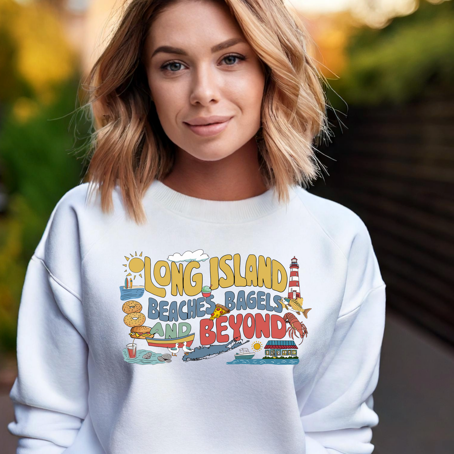 Long Island Beaches, Bagels and Beyond Unisex Sweatshirt - Makes a great gift!