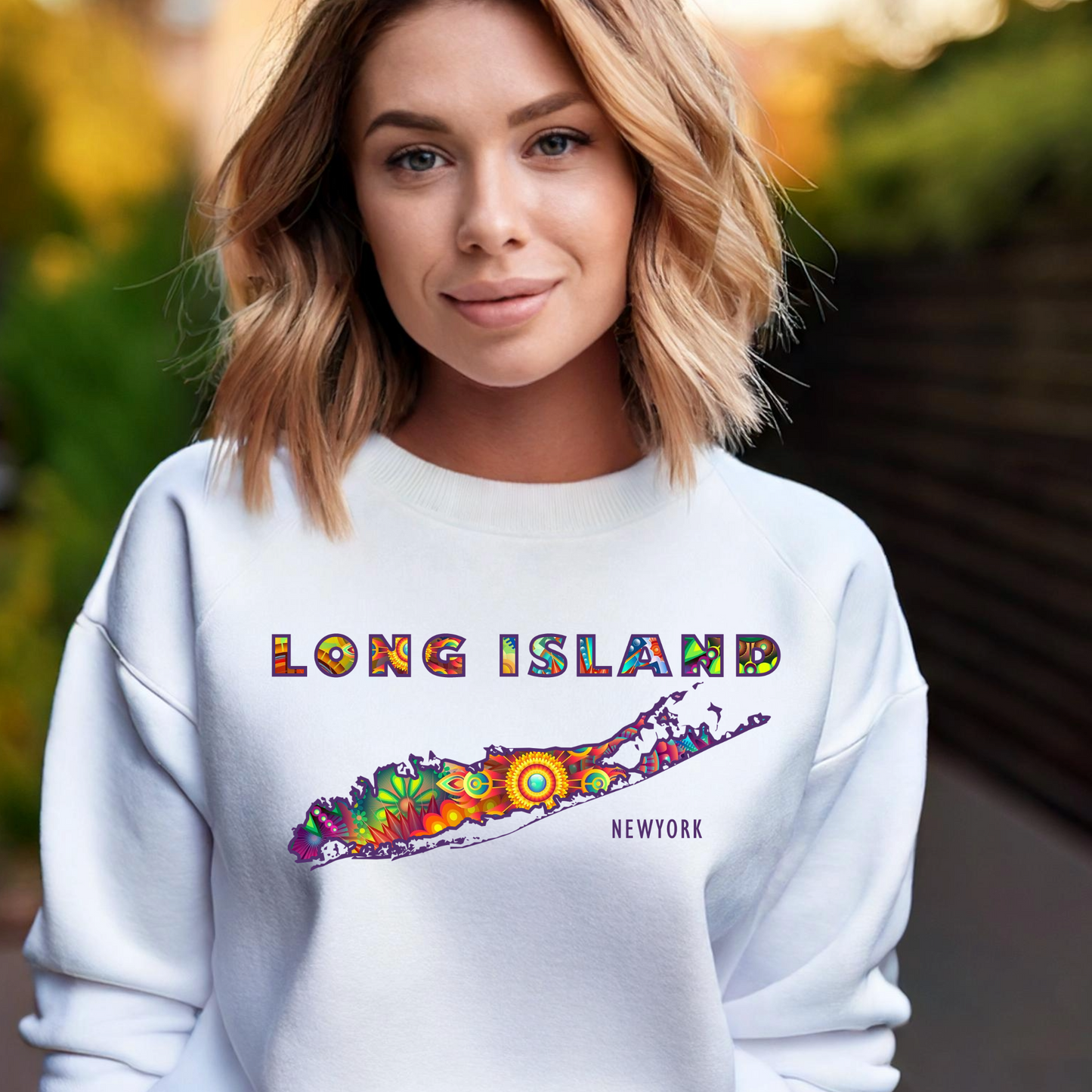 Long Island Graphic Crewneck Sweatshirt - Bohemian Feel Cozy Unisex Fashion