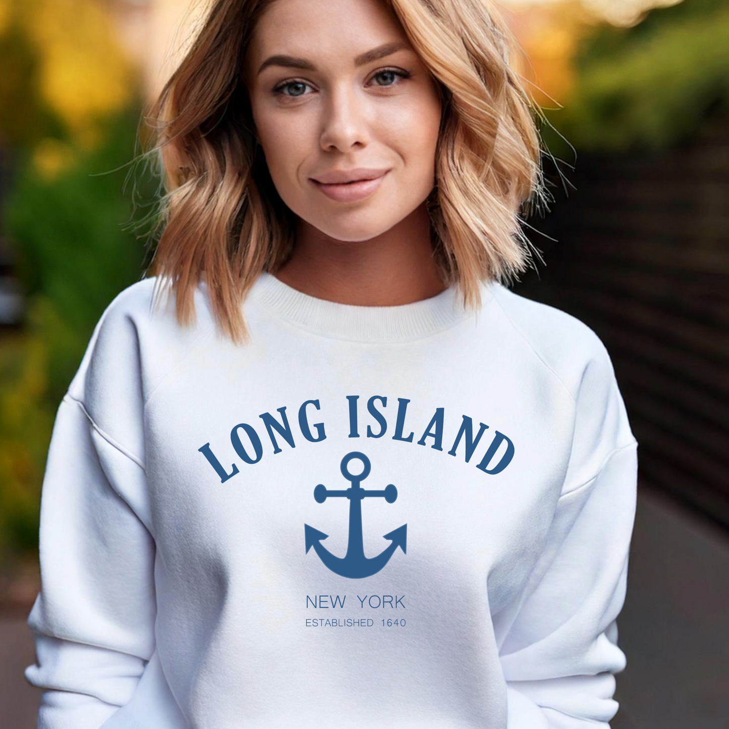 Long Island Anchor Crewneck Sweatshirt - Cozy Unisex Pullover for Casual Style