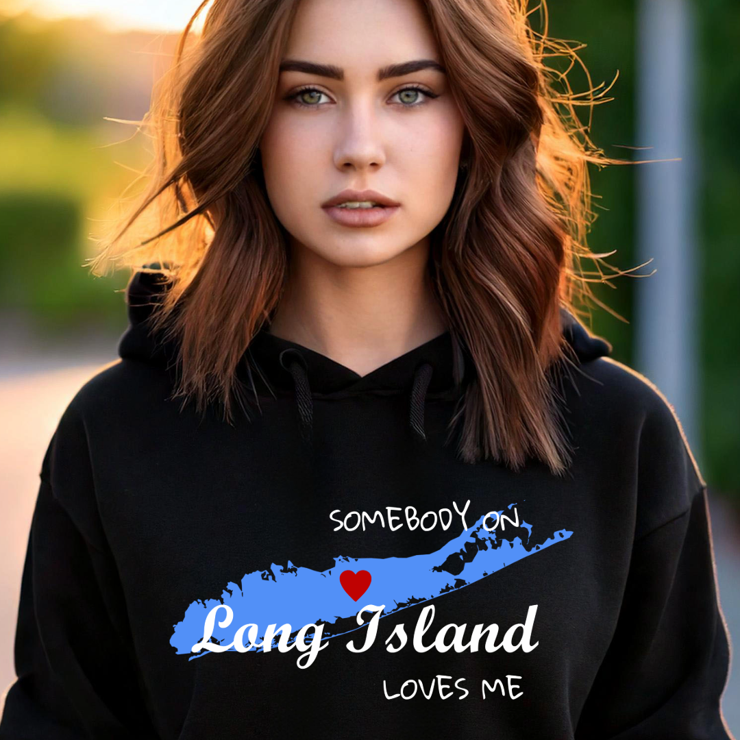 Somebody on Long Island Loves Me - Cozy Love Unisex Hooded Sweatshirt