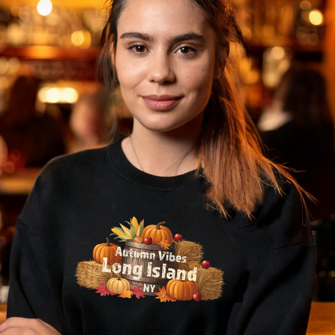 Autumn Vibes Long Island Unisex Crewneck Sweatshirt -Perfect for trips out East on LI