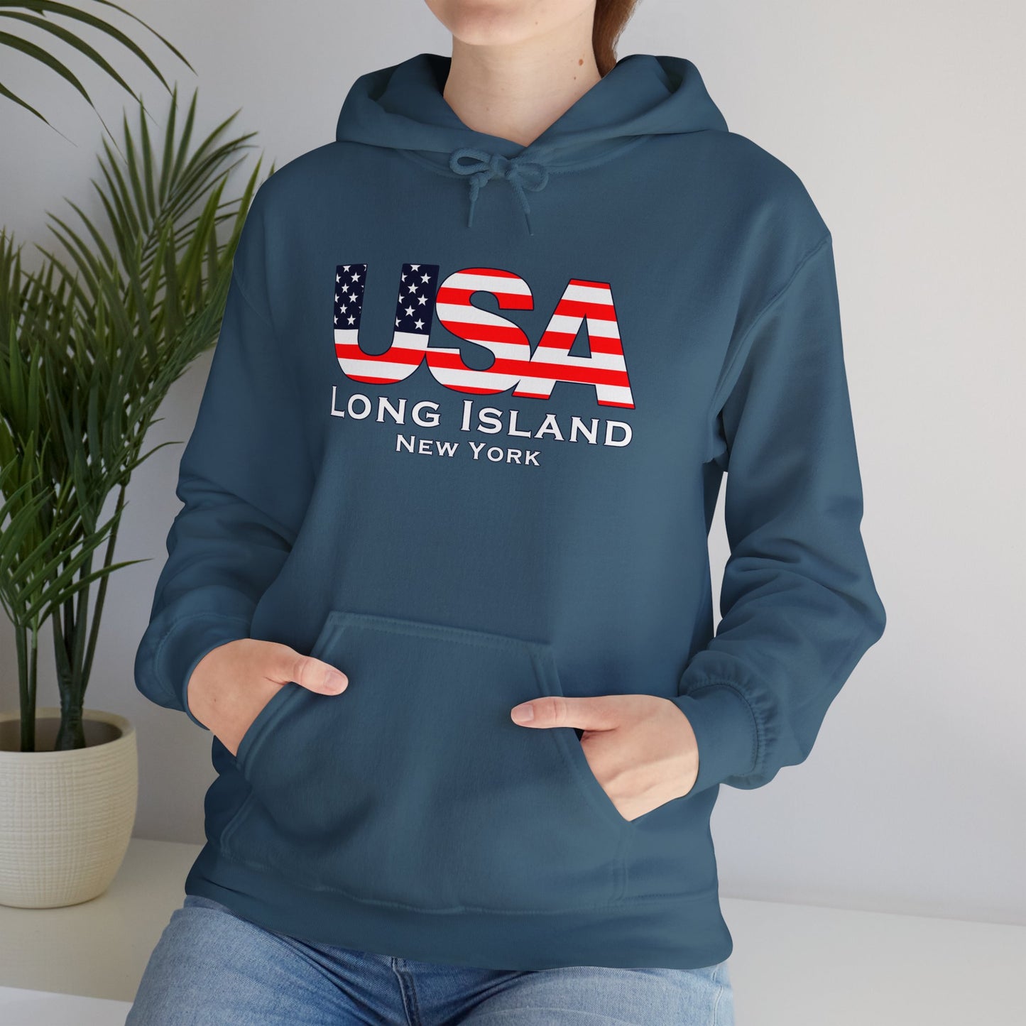 USA Long Island Flag Hooded Sweatshirt - Unisex Heavy Blend™