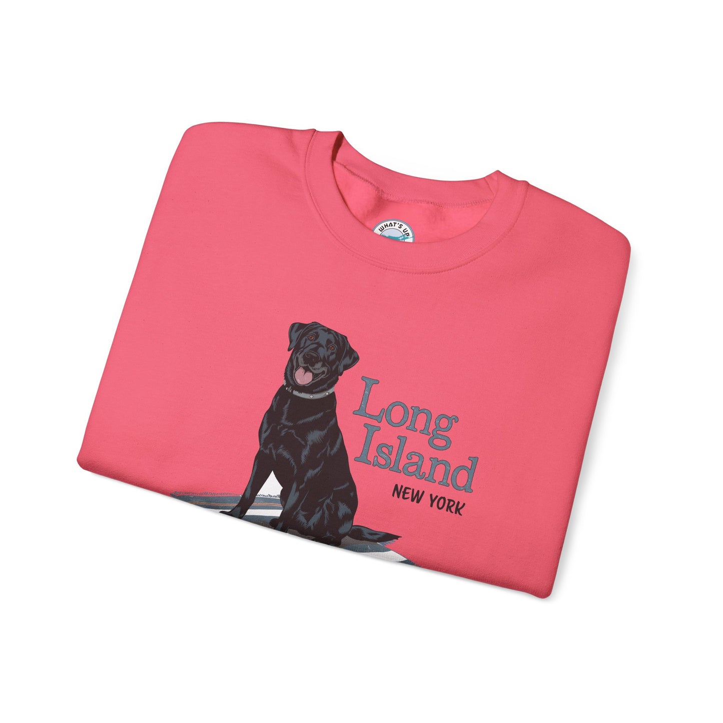 Long Island Labrador Dog Graphic Crewneck Sweatshirt | Unisex Heavy Blend | Casual Comfort Apparel