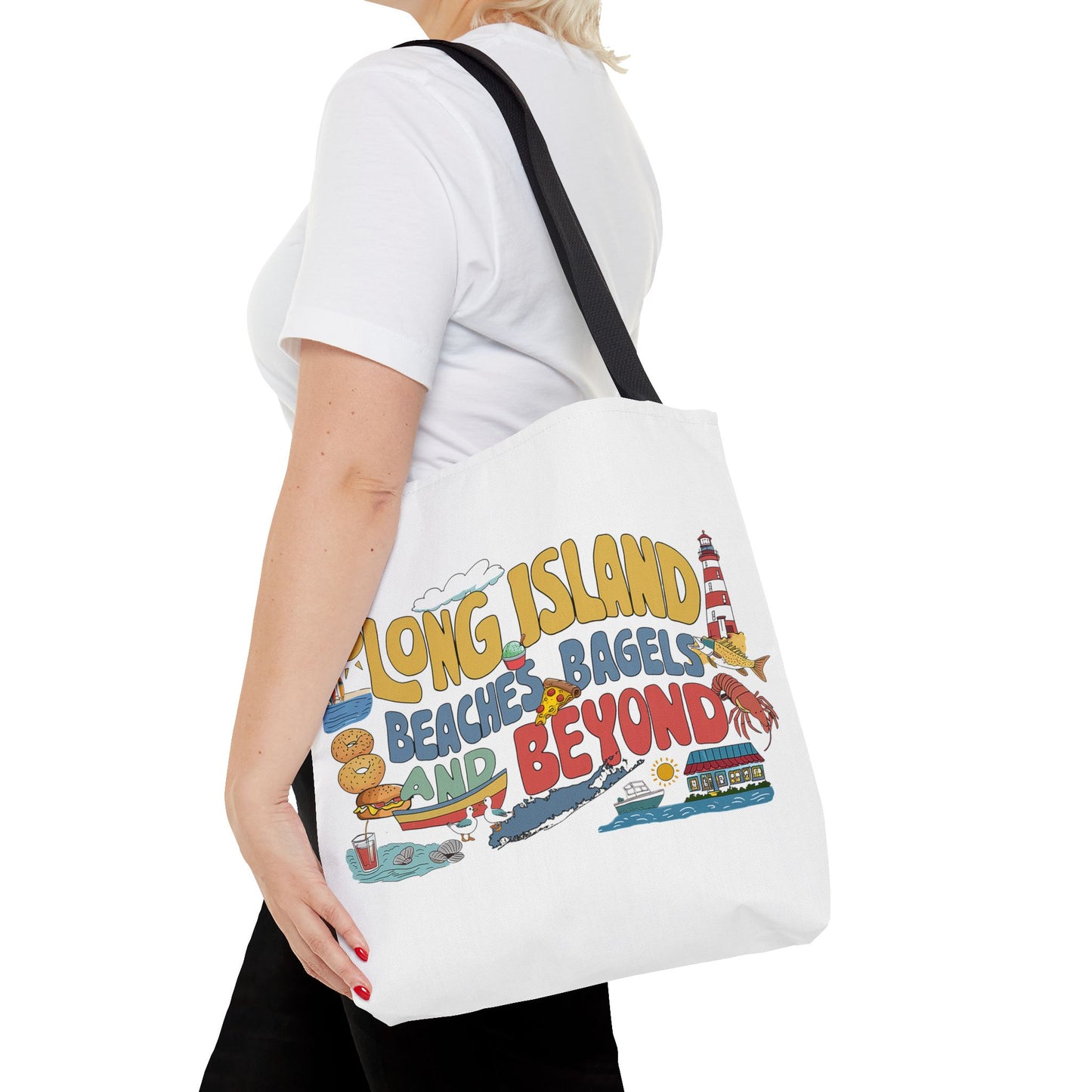 Long Island Beaches Bagels and Beyond - Tote Bag - Fun and Functional Beach Accessory