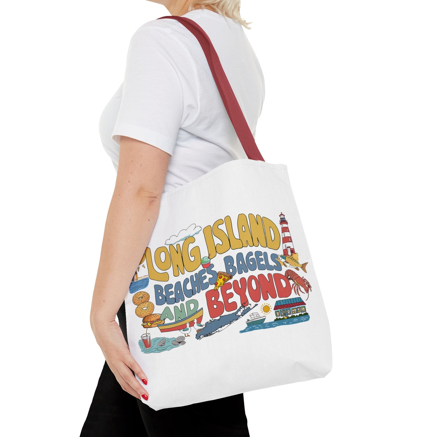 Long Island Beaches Bagels and Beyond - Tote Bag - Fun and Functional Beach Accessory