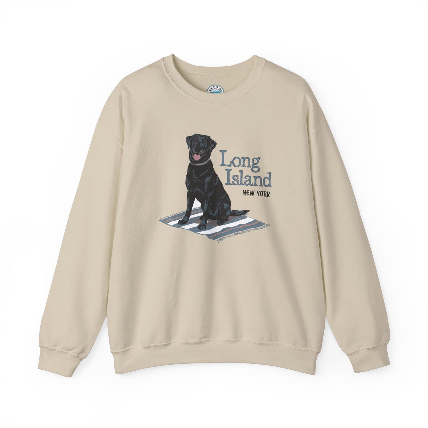 Long Island Labrador Dog Graphic Crewneck Sweatshirt | Unisex Heavy Blend | Casual Comfort Apparel