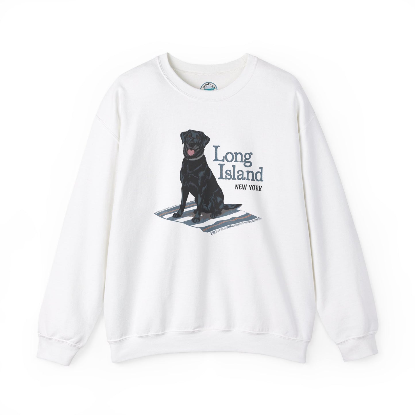 Long Island Labrador Dog Graphic Crewneck Sweatshirt | Unisex Heavy Blend | Casual Comfort Apparel