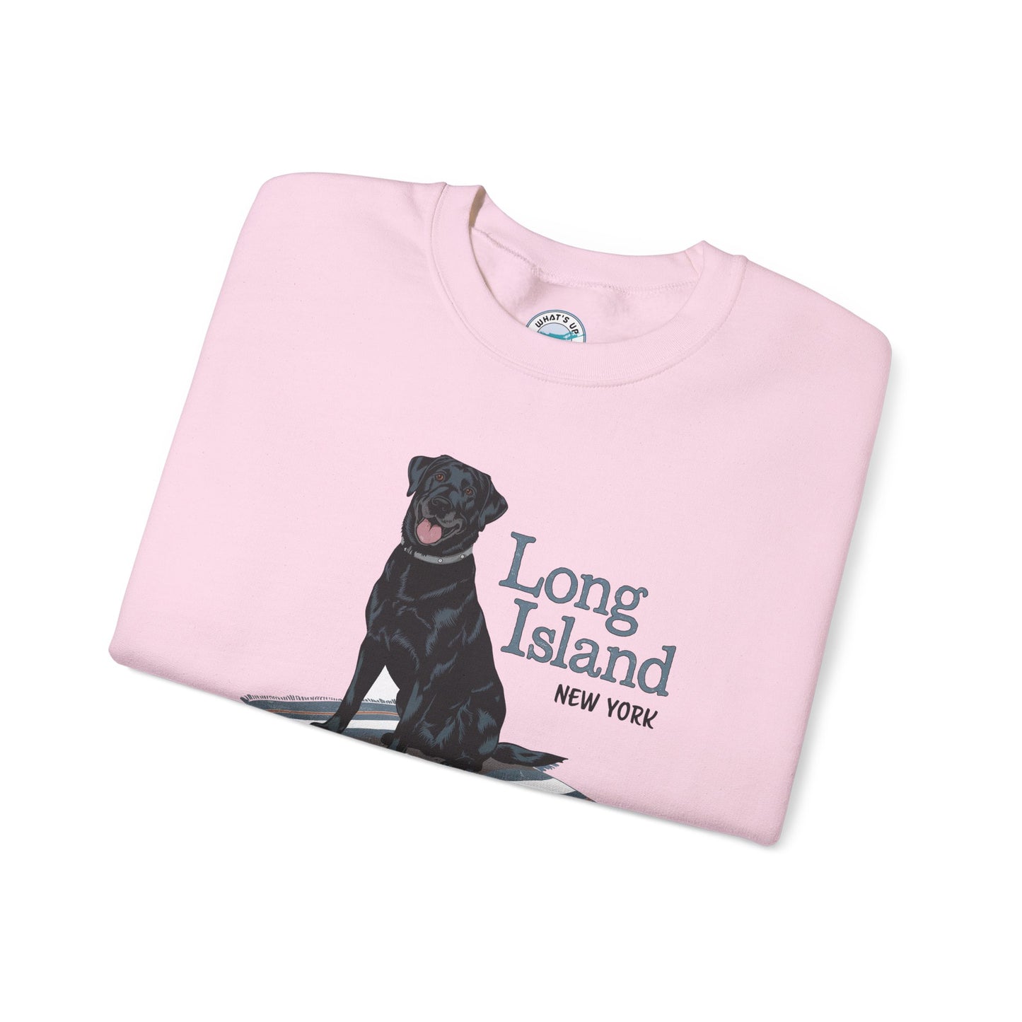 Long Island Labrador Dog Graphic Crewneck Sweatshirt | Unisex Heavy Blend | Casual Comfort Apparel