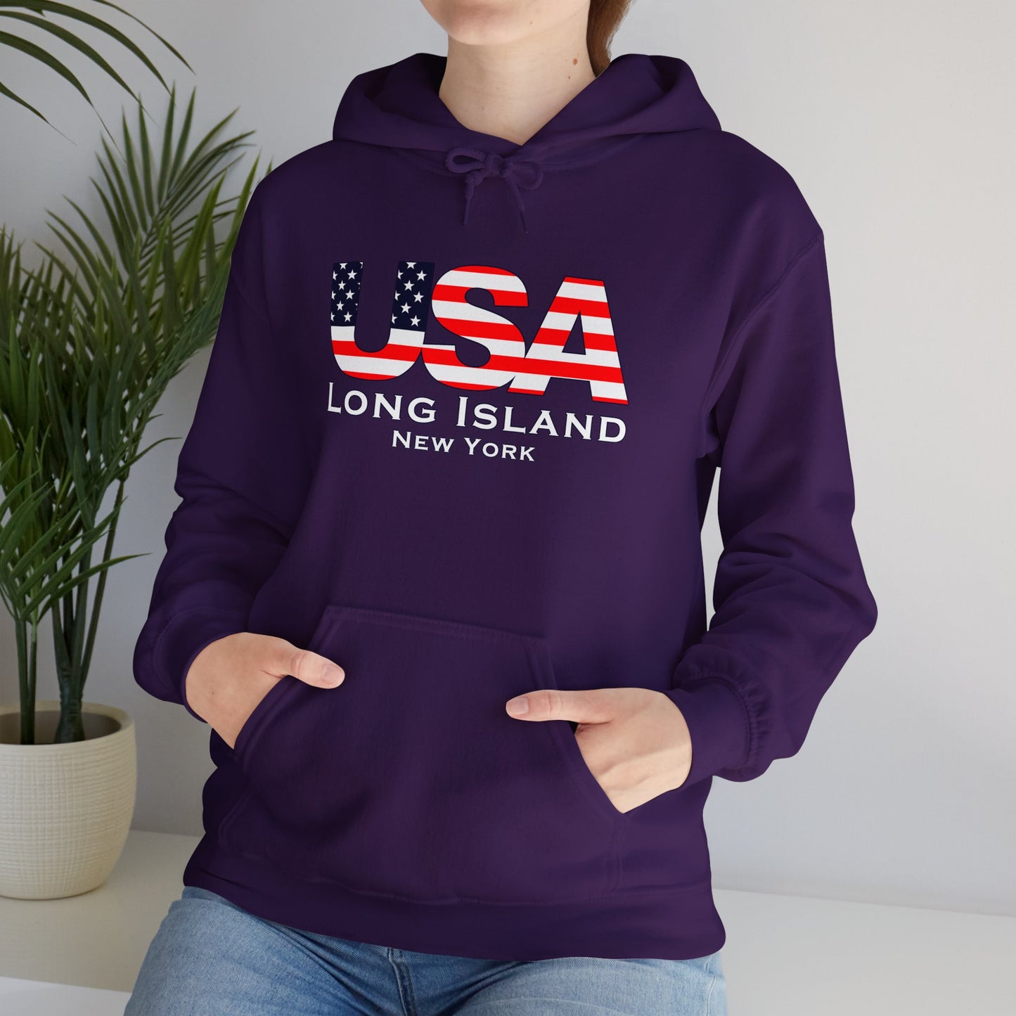 USA Long Island Flag Hooded Sweatshirt - Unisex Heavy Blend™